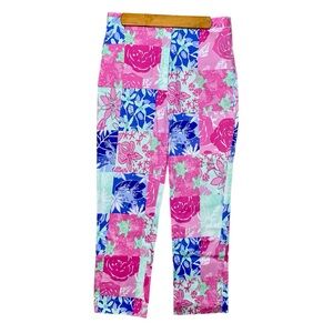 Vintage/White Tag Lilly Pulitzer Pink and Green Turtle Patchwork Capri Pants